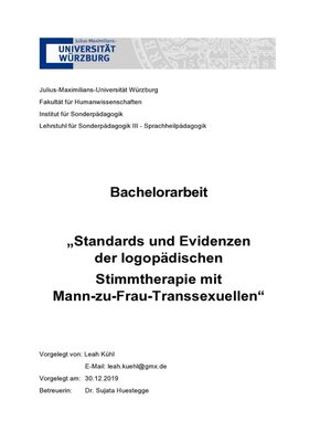 cover image of Standards und Evidenzen der logopädischen Stimmtherapie mit Mann-zu-Frau-Transsexuellen